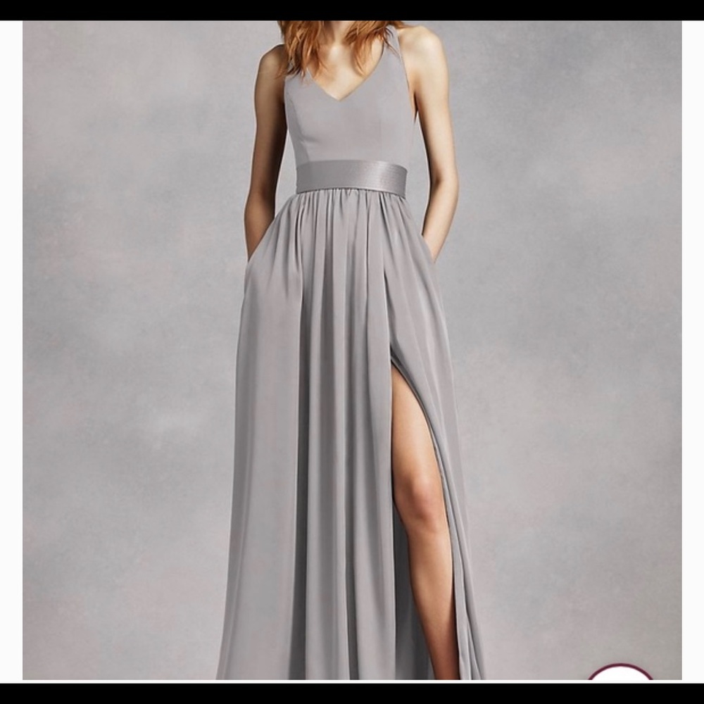 Vera Wang White Collection Bridesmaid Formal Dress in Grey